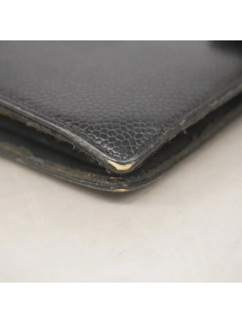 Chanel Wallet Caviar Leather Black Gold